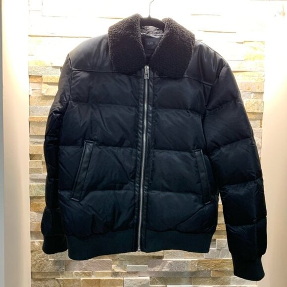 Slate & Stone Faux Shearling Puffer Bomber Jacket - Picture 3 of 8